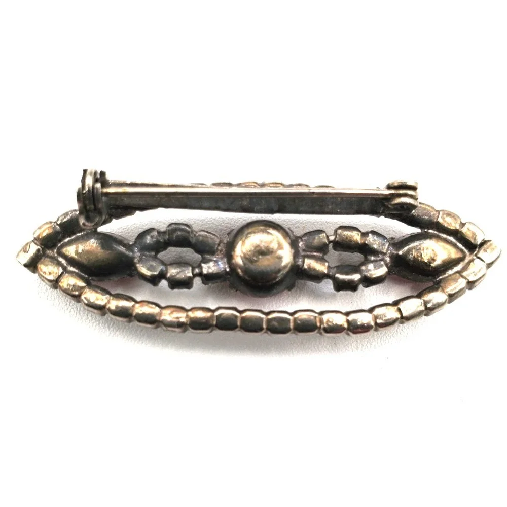 Antique Silver Tone Top Quality Prong Set Red Rhinestones Brooch Pin